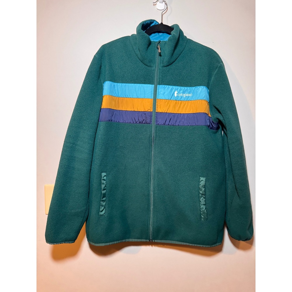 Cotopaxi Teca Fleece Full Zip Jacket Mens XL Teal Green Retro Stripe